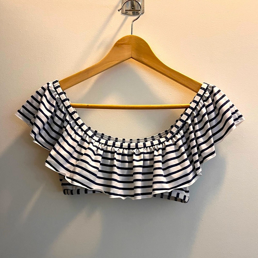 Striped bardot off the shoulder bathing suit top size S